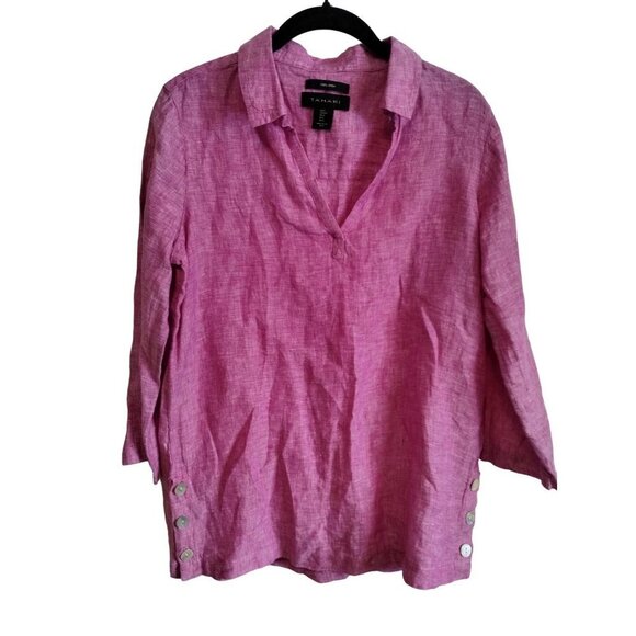 Tahari 100% Linen purple blouse - Picture 1 of 6